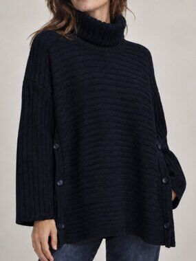 TWP Oversized T Sweater In Wool in Midnight